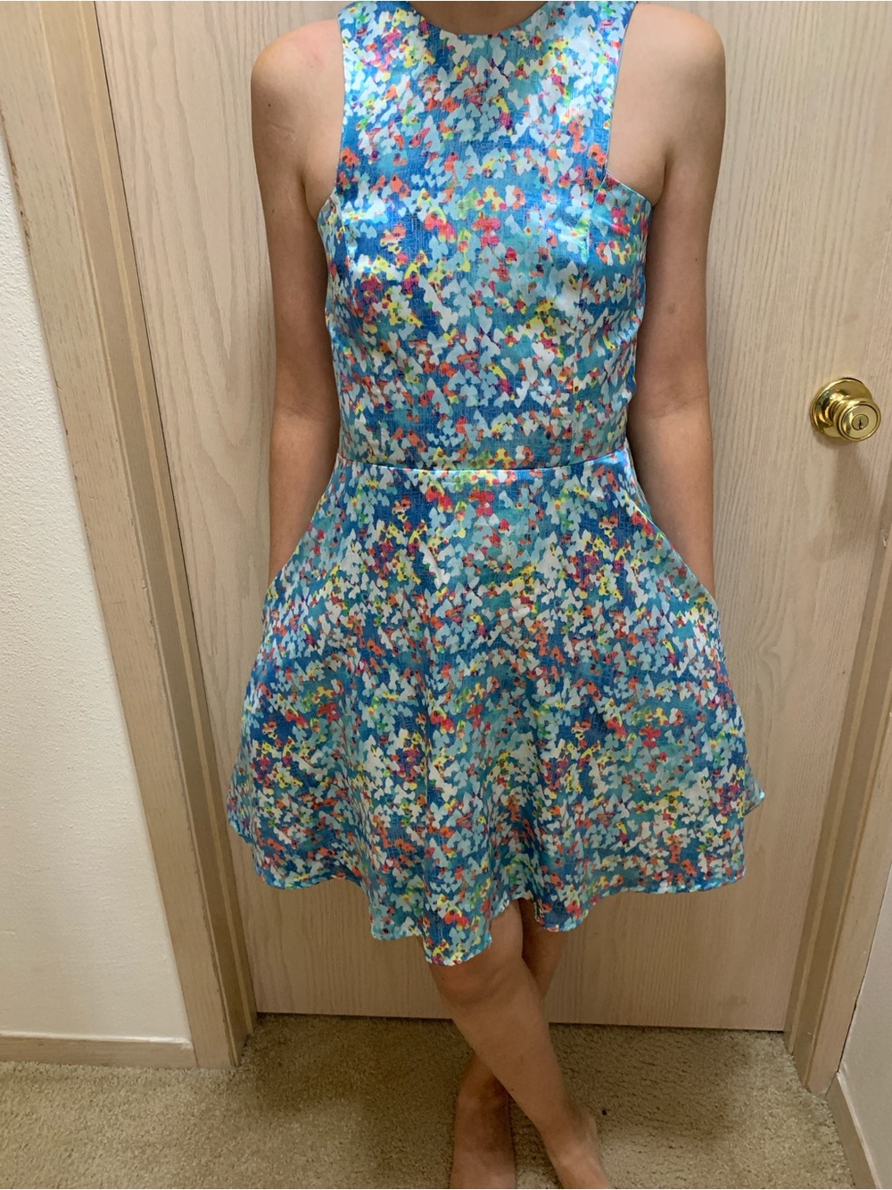 Blue Multi-Color heart full skirt Dress